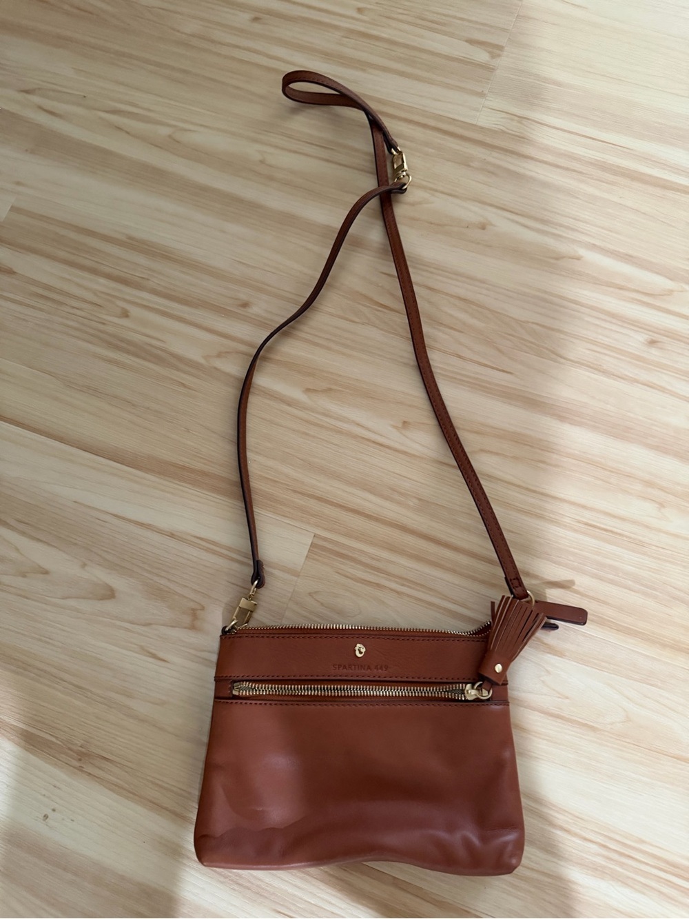 Spartina 449 Brown Leather Crossbody with Tassel